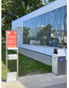 SN-271 Litter Bin with optional rain roof and SN-250 Ashtray with sign
