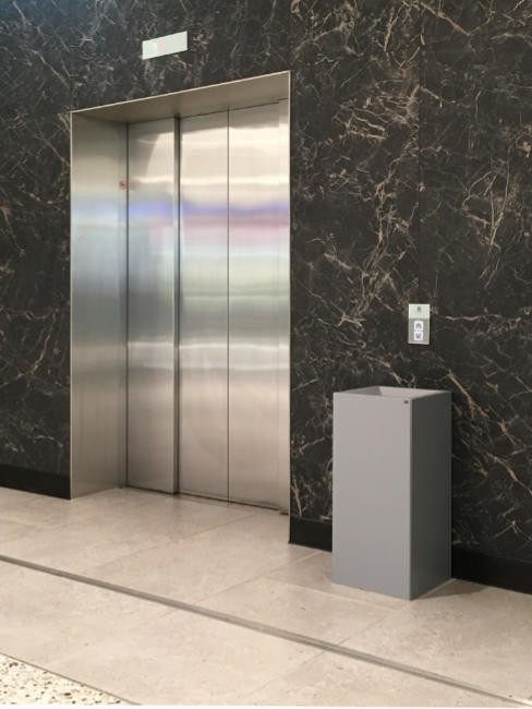 SN-240 Abfallbehälter mit Trichteraufsatz in Auführung 115 Liter