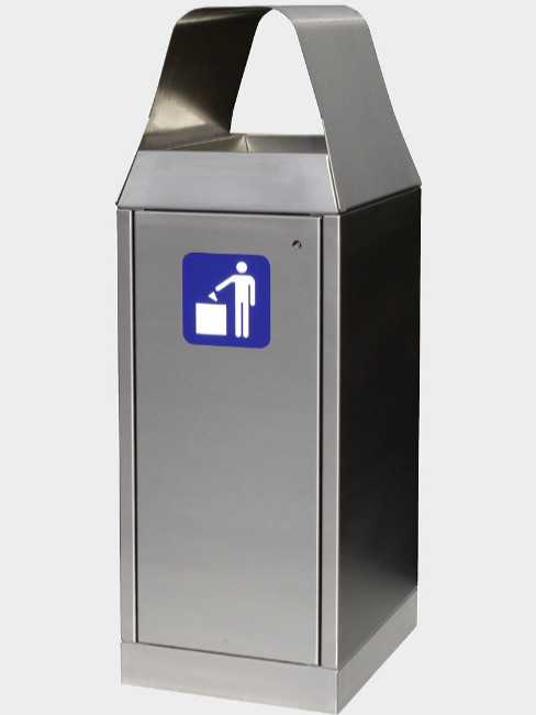 SN-281 Abfallbehälter aus Edelstahl mit Dach für Aussenbereiche