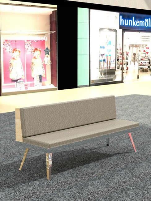 upholstered 4-seater Bench DURAL with low back rest