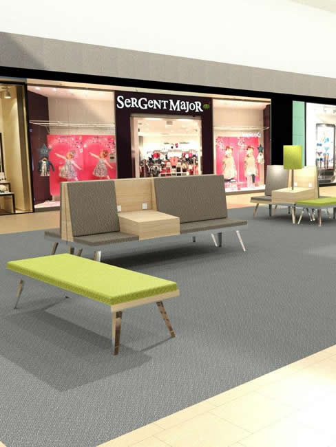 upholstered Bench DURAL with and without back rest and service module