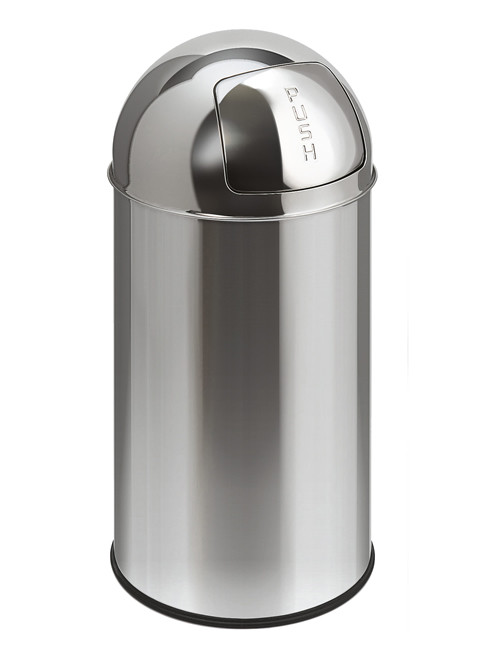 IXTU runder Abfallbehälter  mit selbstschließender Einwurfklappe, Chromstahl