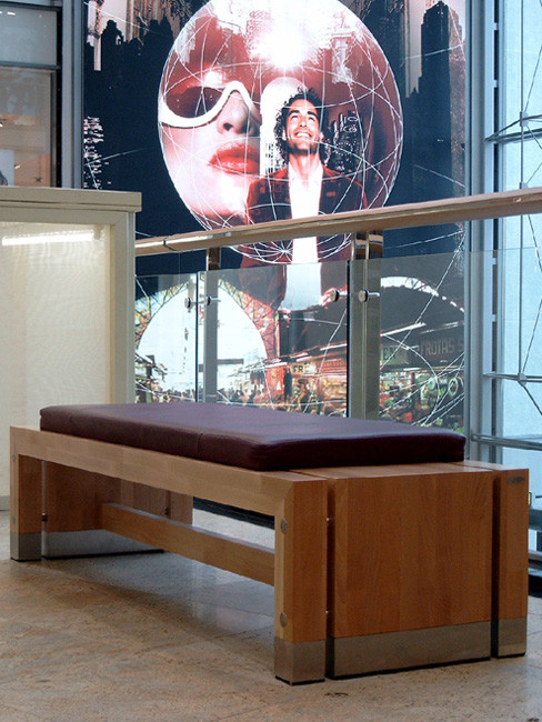 Sitzbank ANDANTE Buche, mit Sitzauflage aus gepolstertem Leder