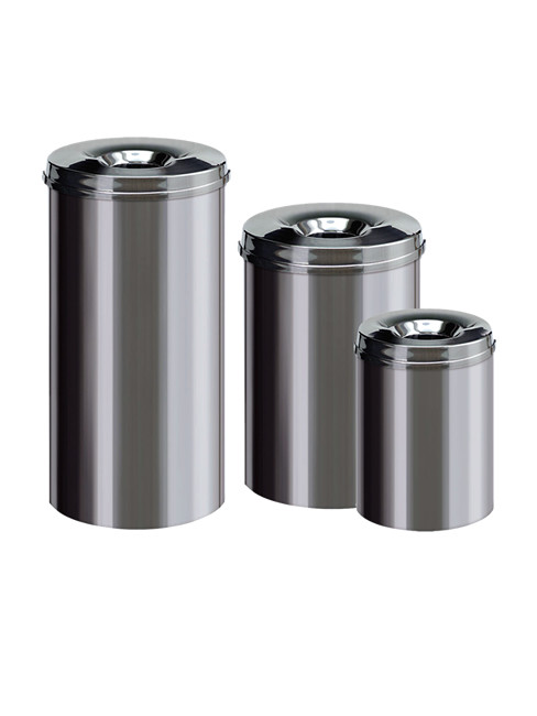 Litter Bin chrome steel with funnel top