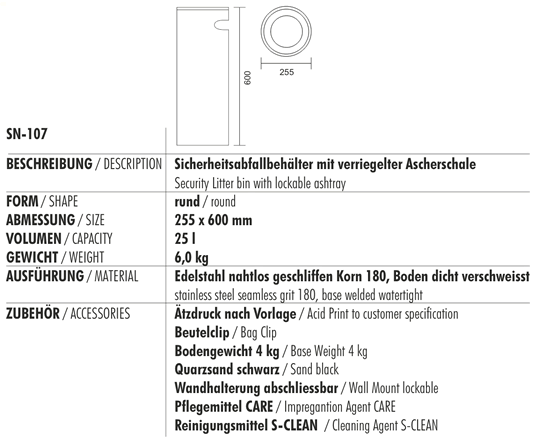 Technische Daten/Technical Data SN-107