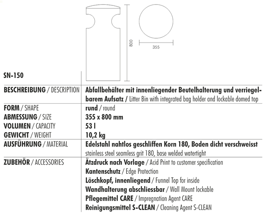 Technische Daten/Technical Data SN-150