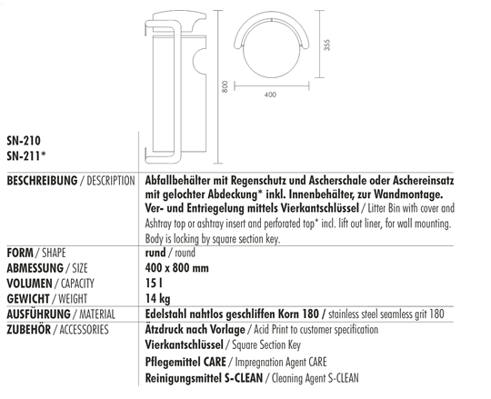 Technische Daten/Technical Data SN-210 / 211