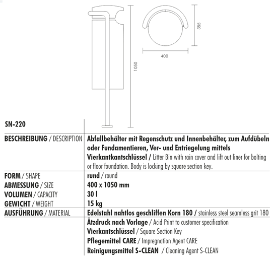 Technische Daten/Technical Data SN-220