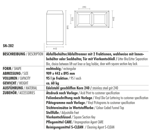 Technische Daten/Technical Data SN-282