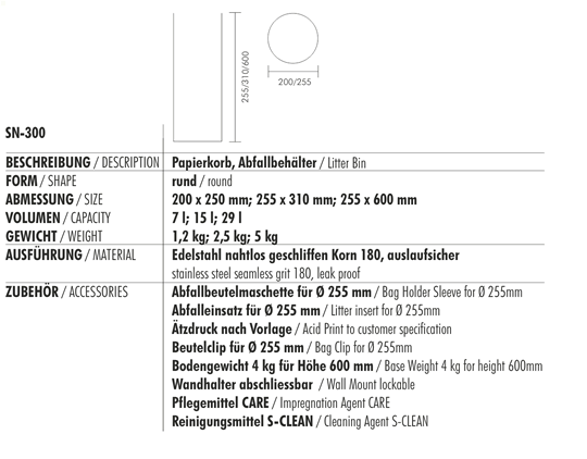 Technische Daten/Technical Data SN-300